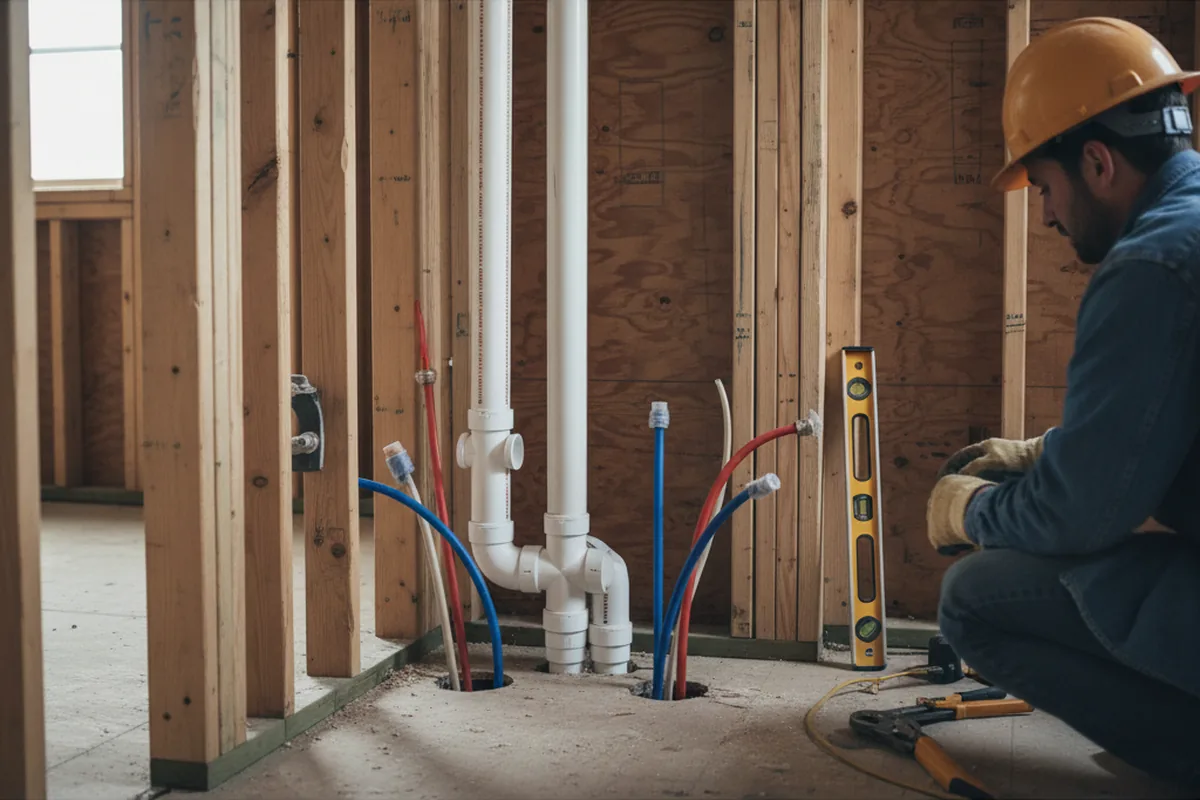 Drain and supply rough-in during Drain Cleaning in Wharton