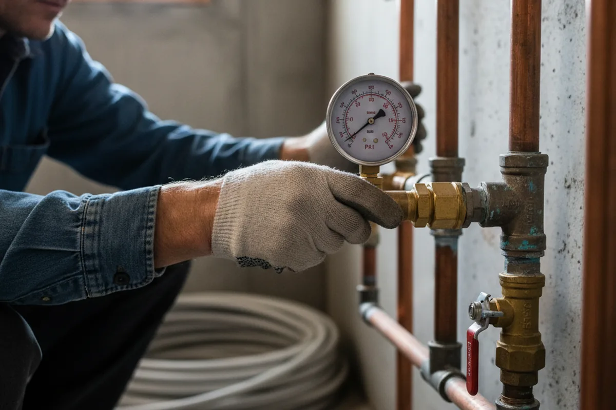 Pressure testing a repaired line during Water Line Repair in Wharton
